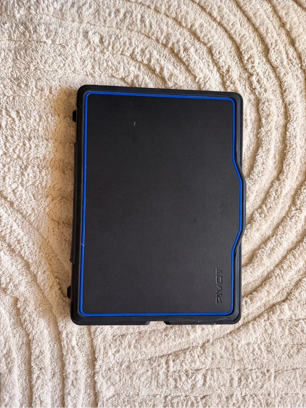 Rugged Black and Blue Tablet Case with Built-In Stand
